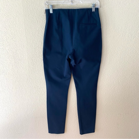 Whistles Ankle Length Stretchy Navy Trousers with Side Zip - Picture 3 of 11